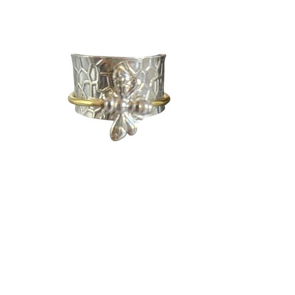 Bumblebee Spinner ring Handmade Sterling Silver 925 Stamped Sz 10 - Picture 5 of 10